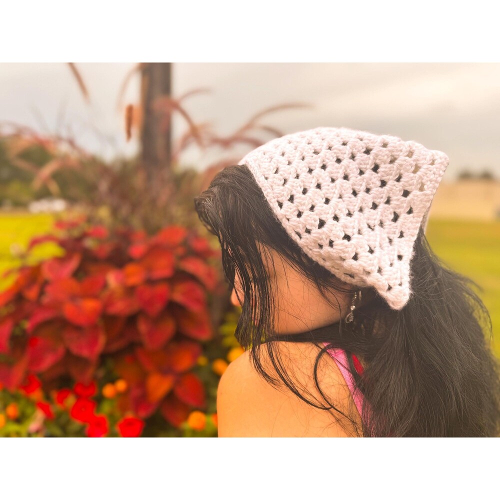 Handmade Crochet Hair Bandana-Boho Triangle Head Scarf-Cottagecore